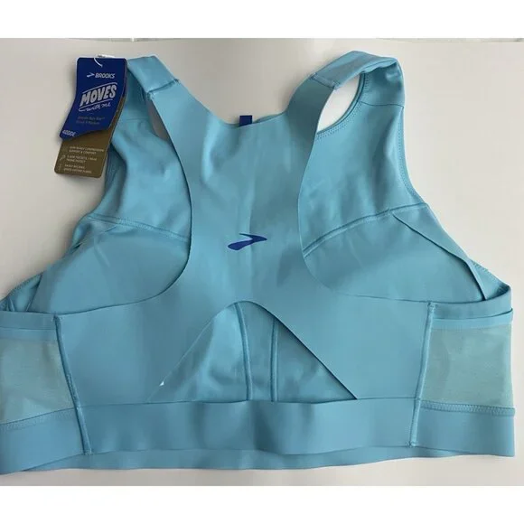Brooks 40DDE Drive 3 Pocket Run Bra Vivid Teal Compression Wicking Quick Dry - Picture 8 of 11